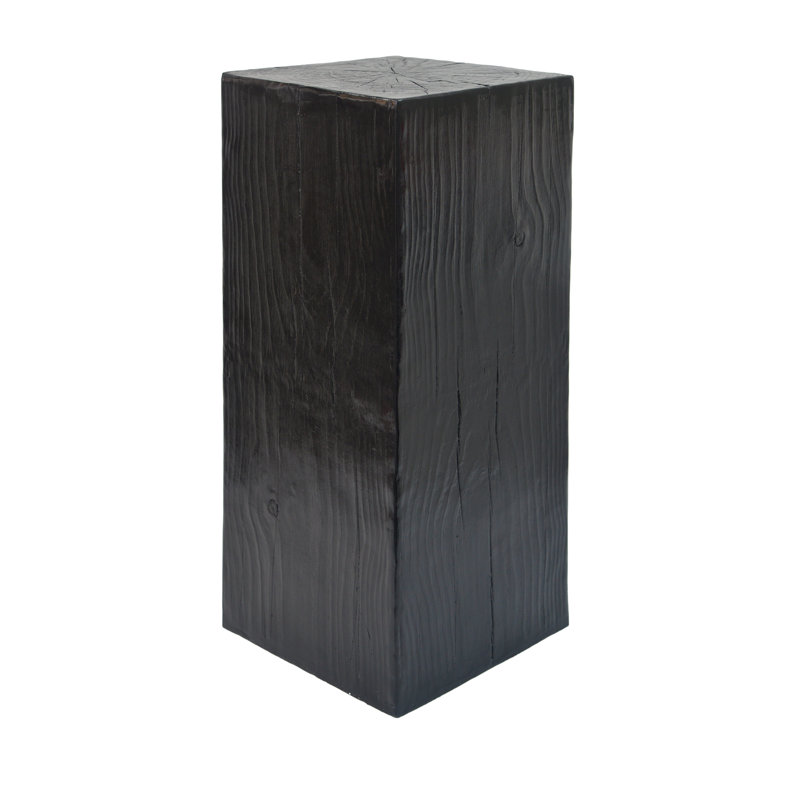 Wood-Look Square-Column MGO End Table, 33.75" H x 14.5" W x 14.5" D, Black