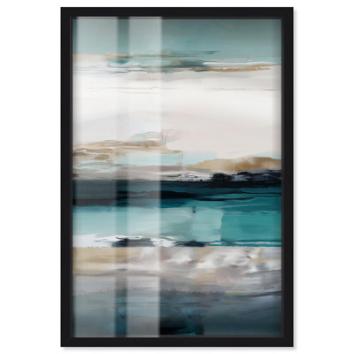 Atmospheric Bands Shadowbox Print, art abstrait vert par Art Remedy