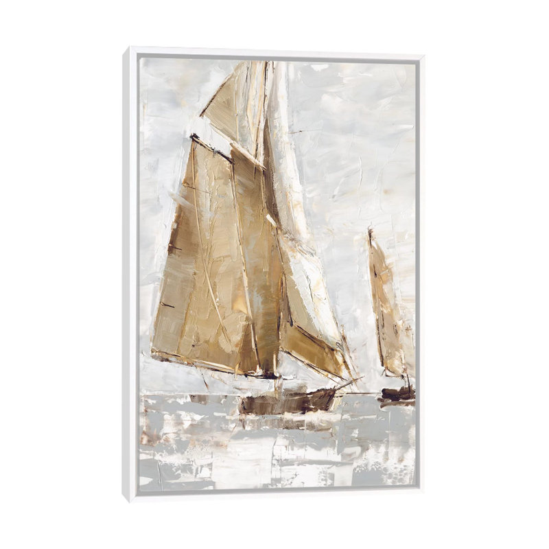 Golden Sails I par Ethan Harper - reproduction d'art, H 26 po x l 18 po x 1,5 po, Toile blanche encadrée, Pas de tapis
