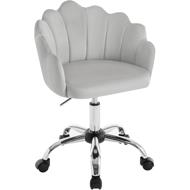 Heathfield Velvet Office Chair, Light Gray