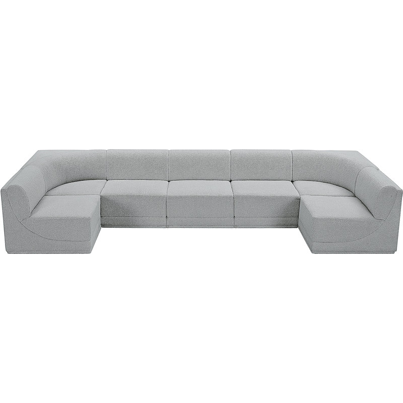 Canapé modulaire rembourré 7 pièces Ollie, Tissu gris bouclé