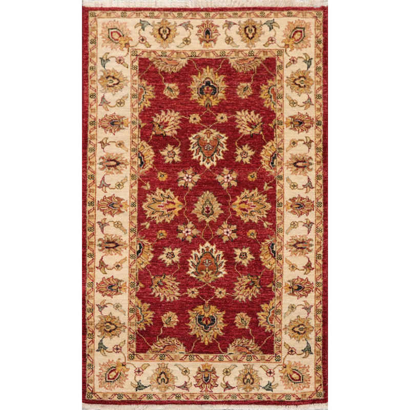 Tapis rouge rouille en laine noué à la main Briyanah Agra