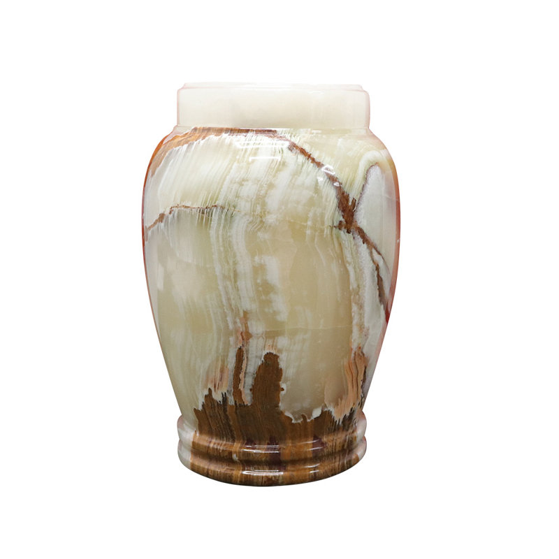 Urne décorative en marbre pour adultes, motif marbré blanc et brun, grande capacité, Blanc