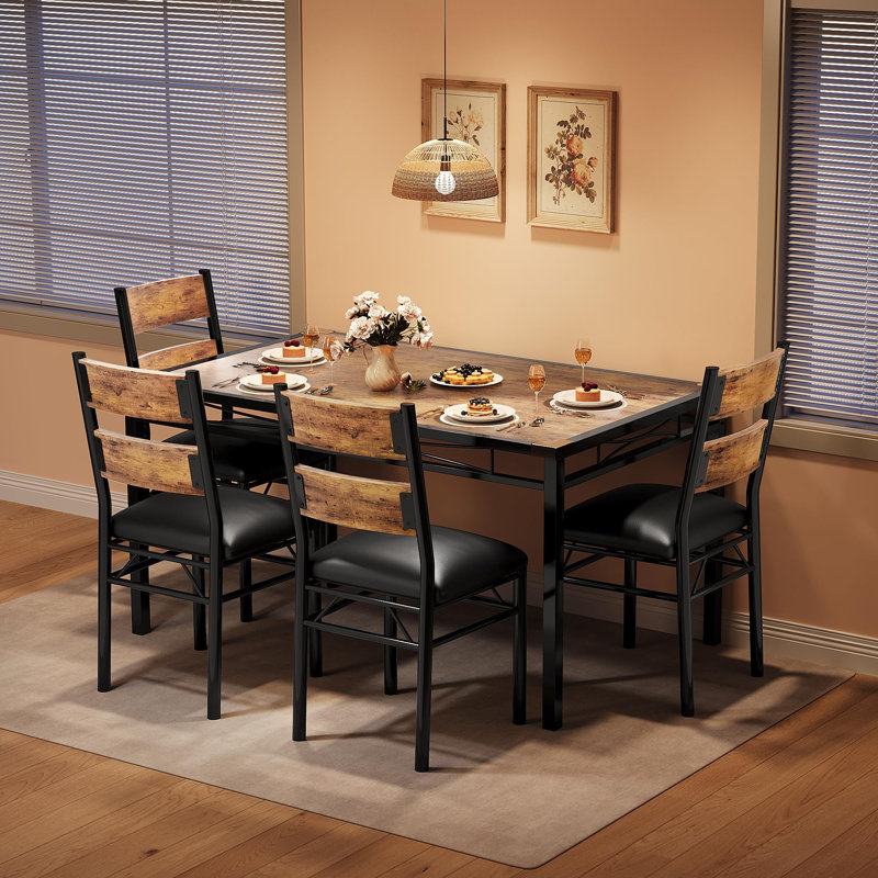 Ensemble de table de salle à manger pour 4 personnes peu encombrant avec chaises rembourrées et protecteurs de coin, idéal pour les petites cuisines ou les appartements