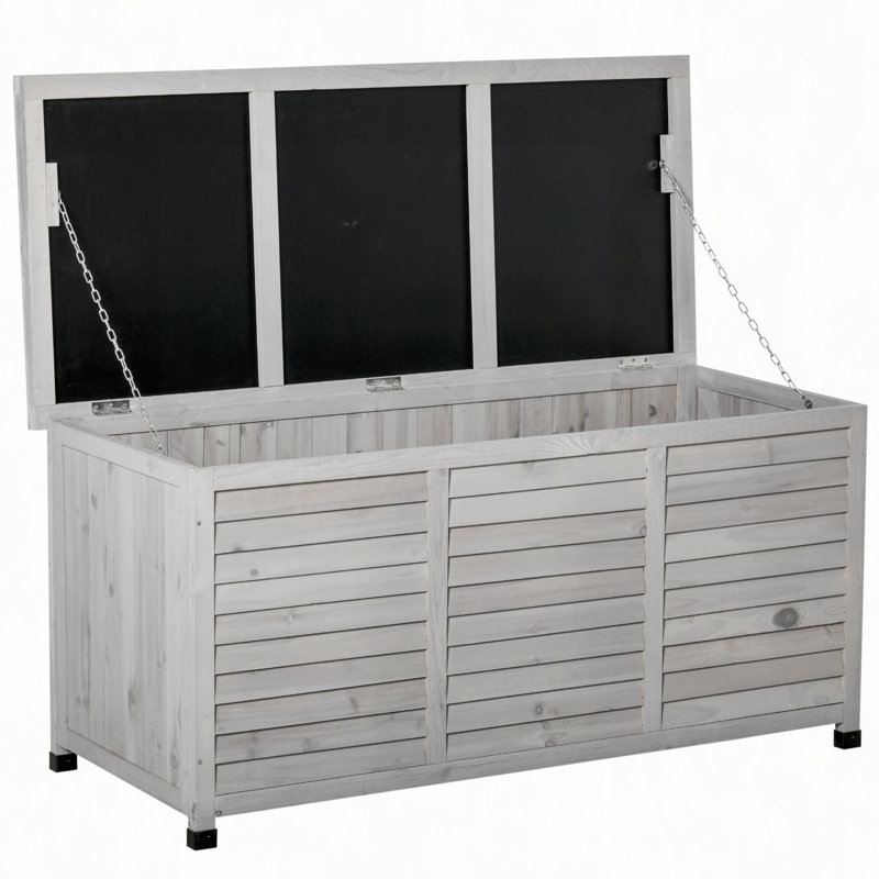 Boîte de rangement en bois 75 gallons, contenant de rangement extérieur avec aération