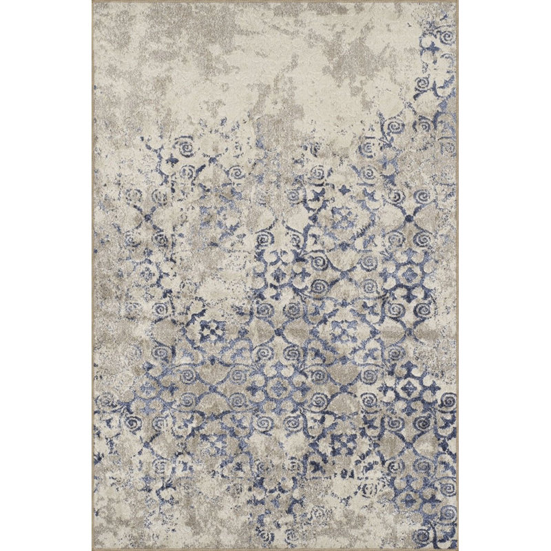 Tapis décoratif beige à motif abstrait et motif abstrait lavable à la machine, Carré 3 pi 3 po