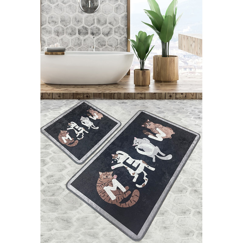 Ensemble de luxueux tapis de bain (2 pièces) | Polyester antidérapant de 23,6 po x 39,4 po et de 19,7 po x 23,6 po | 700 g / m², hauteur des poils de 0,4 po, impression numérique | Facile d'entretien, lavable à la machine, parfait pour le confort et 