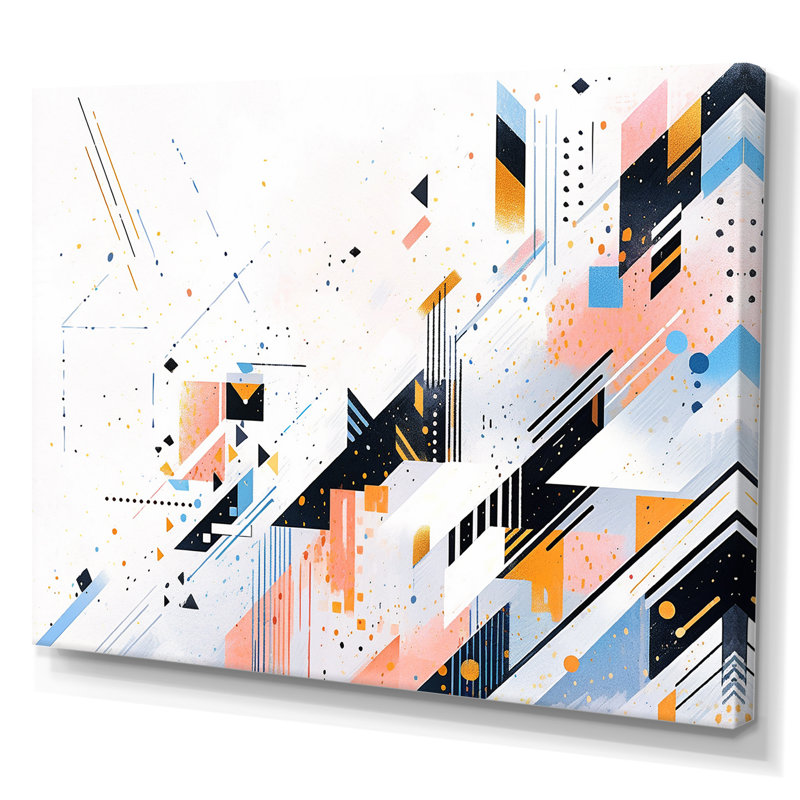 «Peach Blue Bold Stripes», reproduction sur toile encadrée, H 12 po x l 20 po x P 1 po, Toile tendue