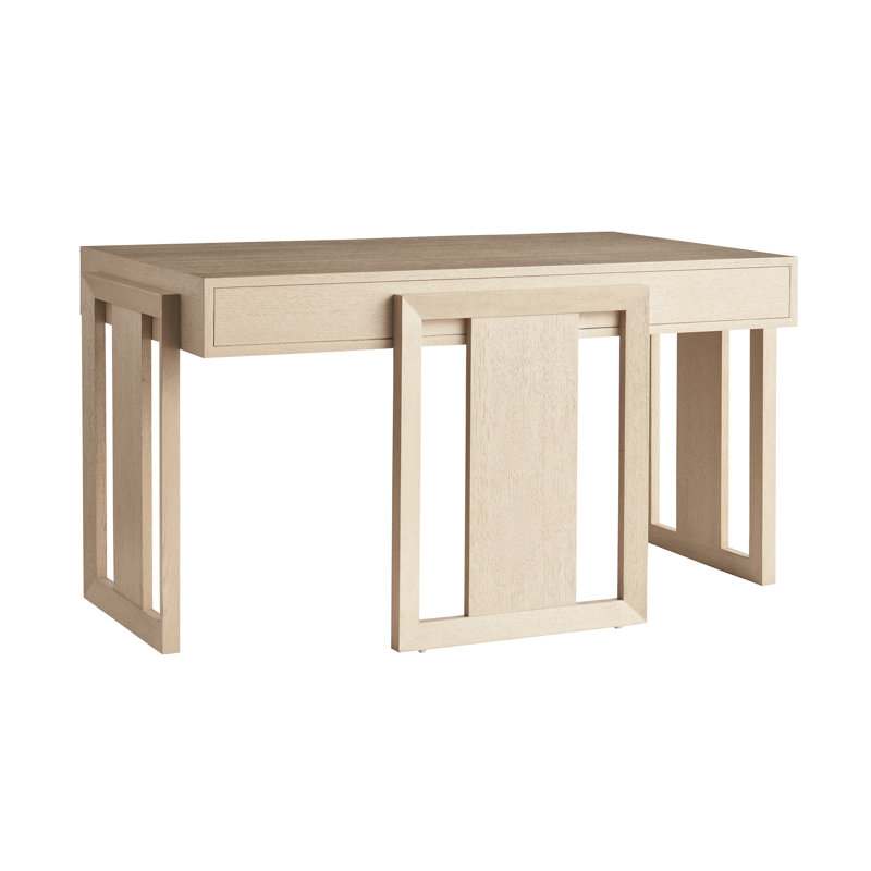Beige Oak Contemporary Writing Desk with Drawer