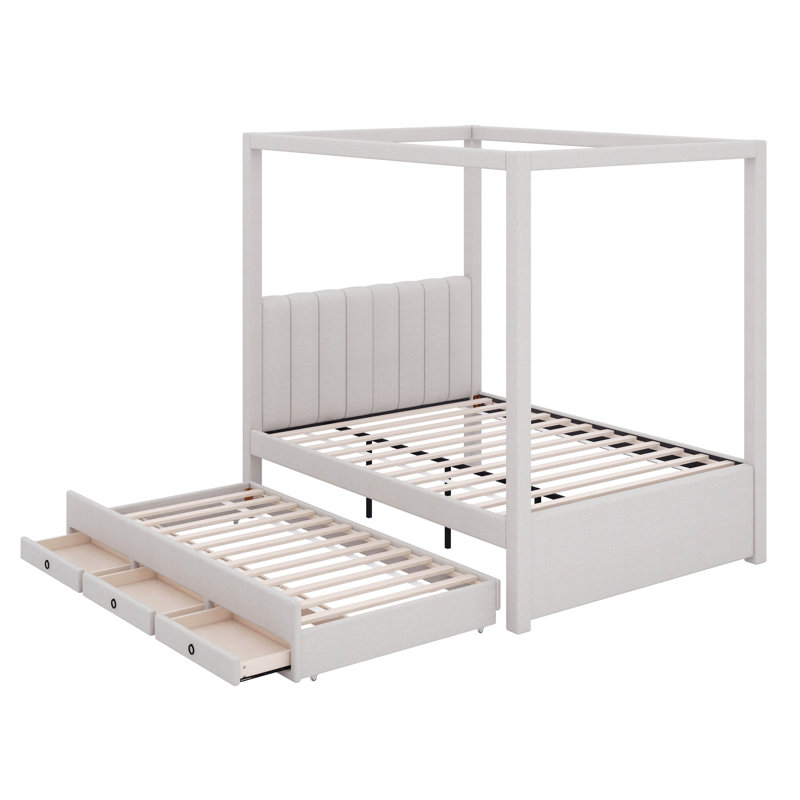 Lit à baldaquin Chenee, Beige, Double