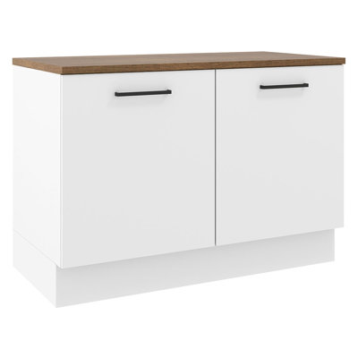 Madesa Hazel Kitchen Storage Base Cabinet with Adjustable Feet and Internal Compartments 47 Inch Wide Engineered Wood Slab Doors Painted Finish Floor Mount Removable Plinth