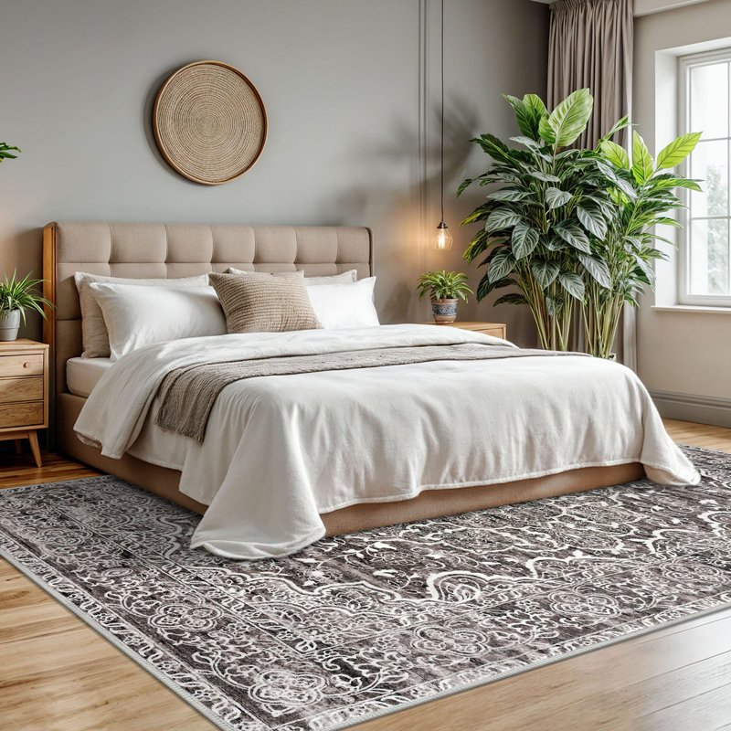 Area Rug Machine Washable Rugs With Rubber Backing For Living Room, Rectangle 8' x 10'