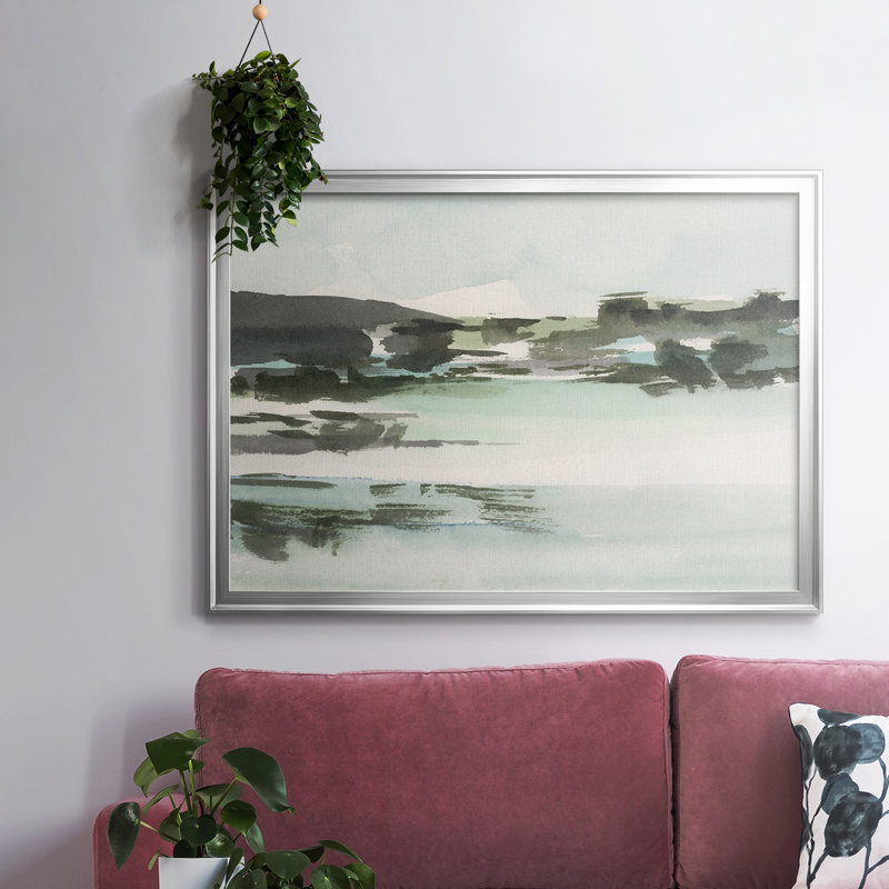 Toile tendue avec cadre Turquoise Marsh II, H 18 po x l 26 po x P 1,5 po, Argent