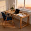 Bureau d'ordinateur moderne en bois massif, bureau personnel