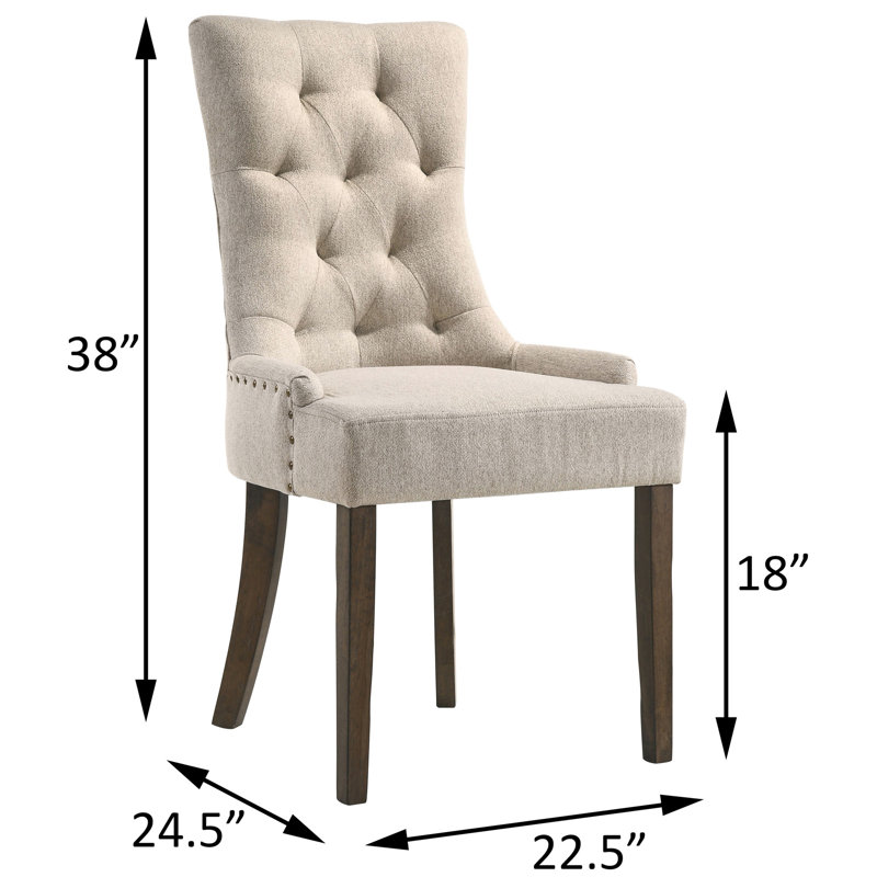 De 2 chaises à dossier en tissu beige pour salle à manger - Revêtement de luxe 2 pièces