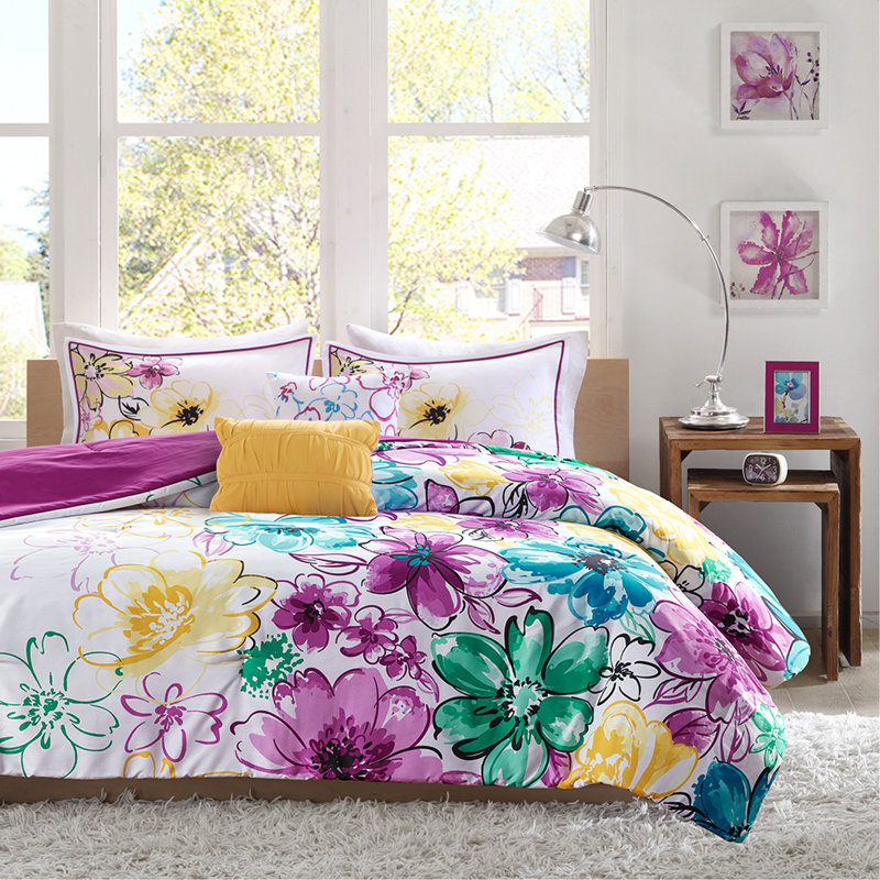 King/Cal King Floral Comforter Set, Blue, King/Cal King Comforter + 4 Additional Pieces