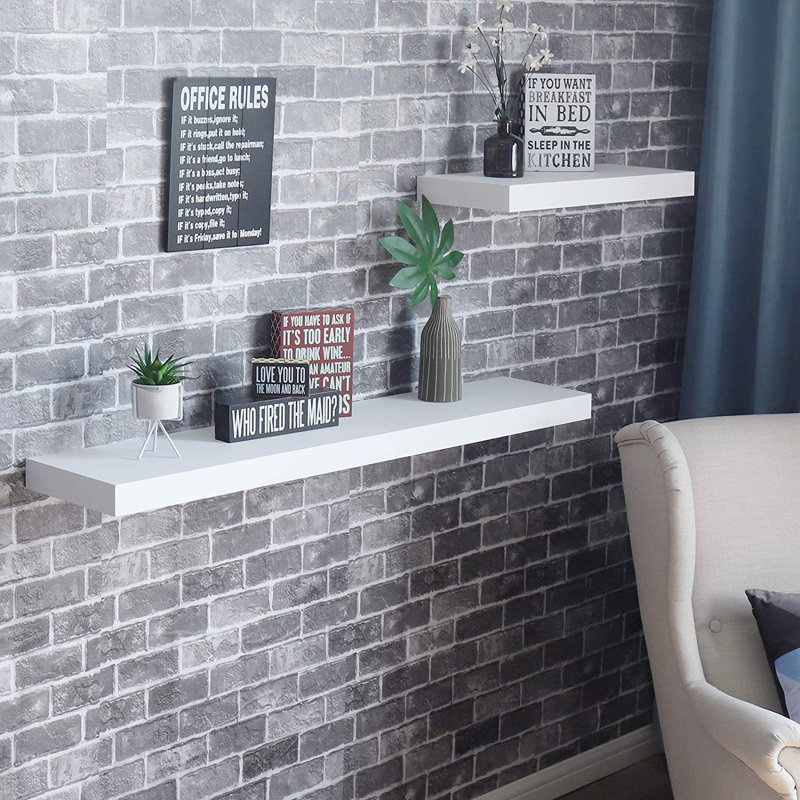 Bovina Floating Shelf, 2" H x 24" W x 9.25" D, White
