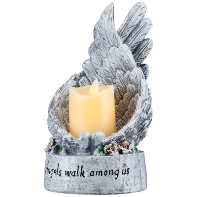 Porte-bougie sans flamme Heavenly Wings Angels Walk parmi nous - 8 po