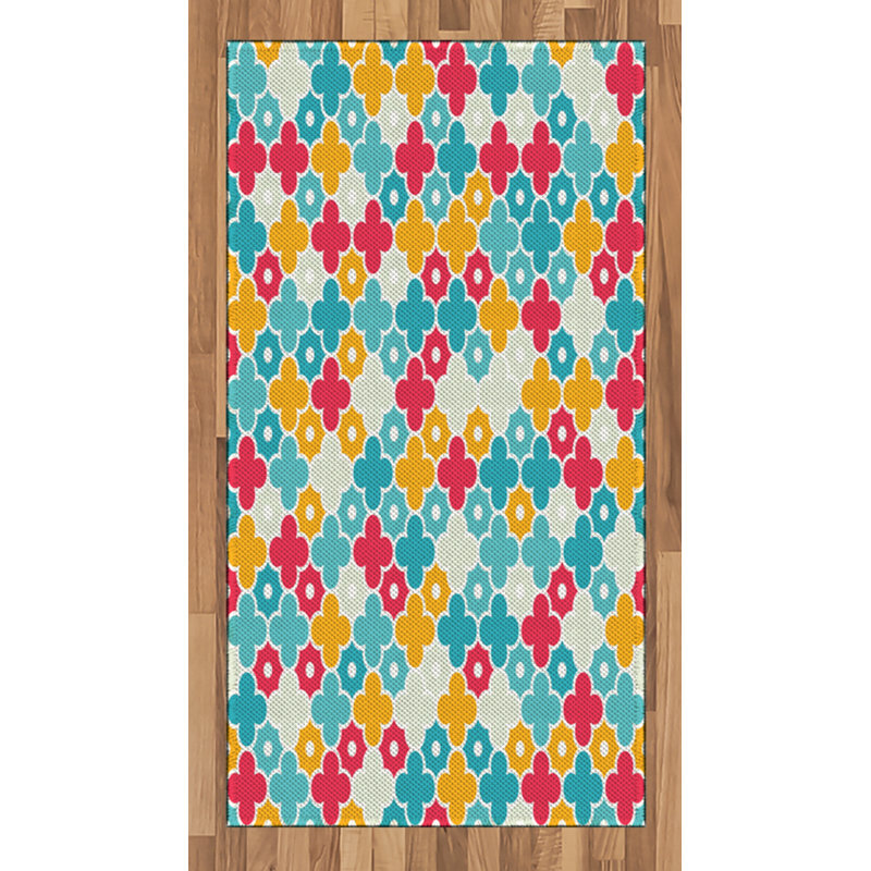 Tapis décoratif quadrilobe en fibre de polyester haute densité, Rectangle 2 pi 7 po x 5 pi