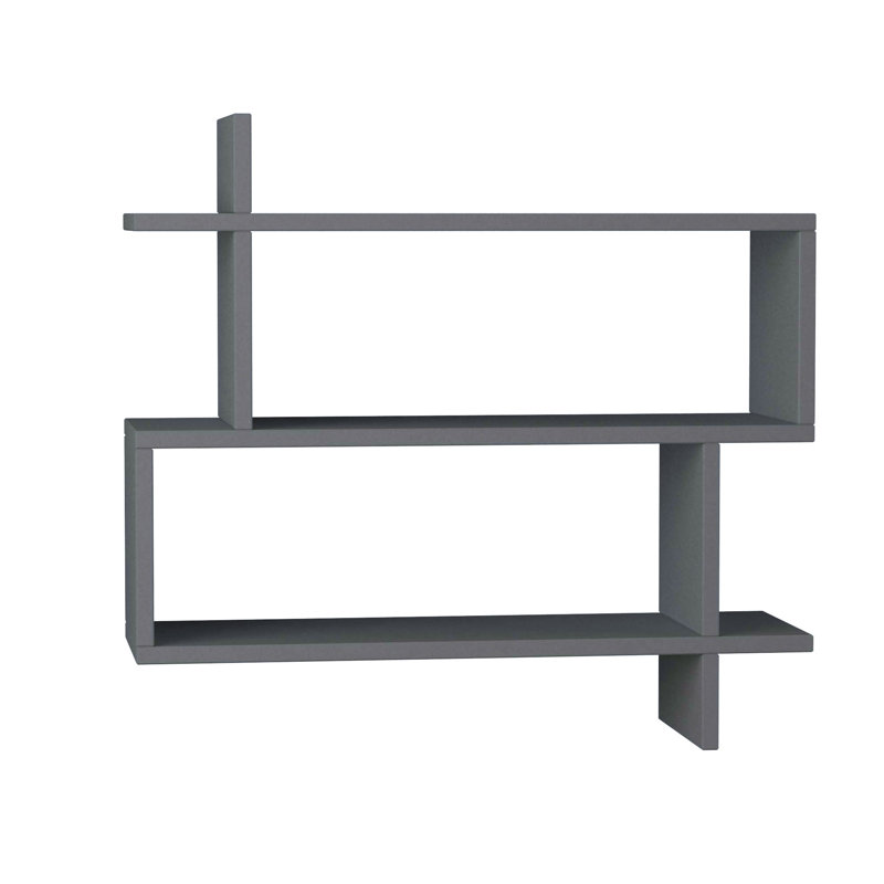 Argonaut Modern Wall-Mounted 2-Tier Floating Bookshelf, Anthracite