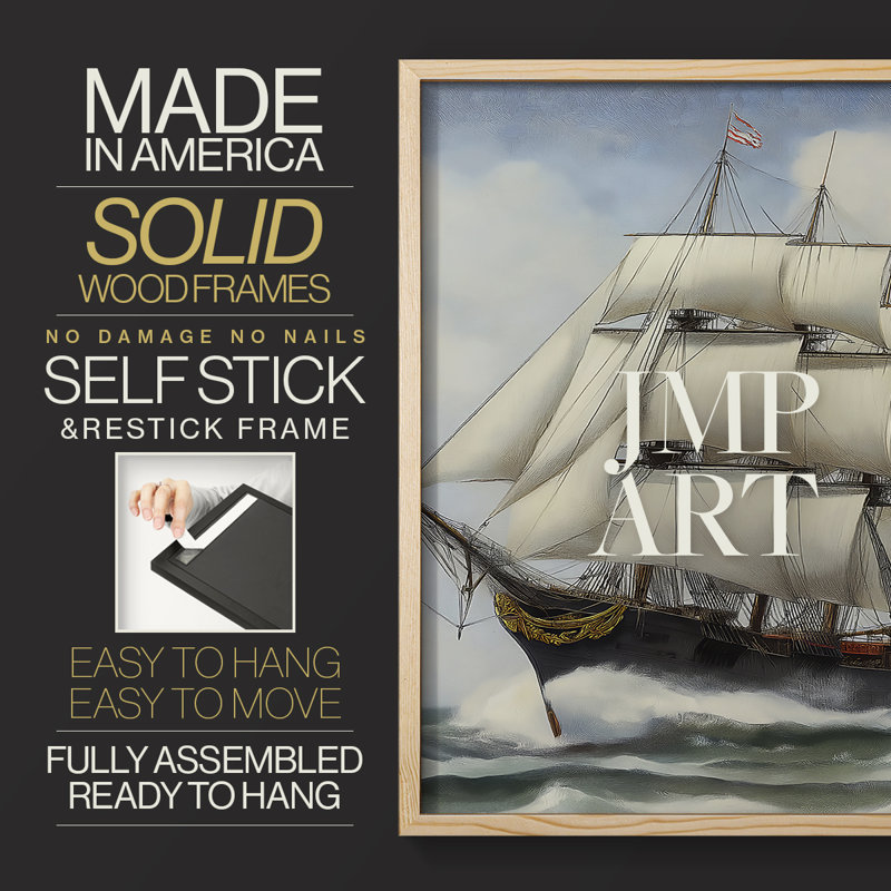 Reproduction encadrée NAUTICAL Series Lxxiii - bois massif, Naturel, H 21 po x l 17 po