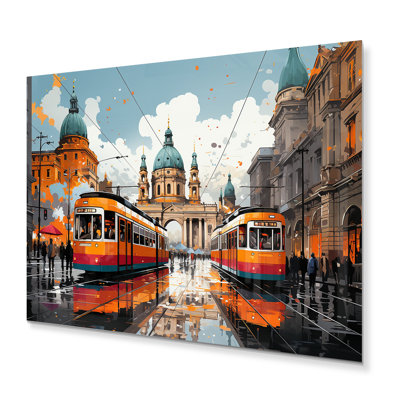 City City Train Popart I - décor mural en métal Cityscapes