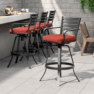 Swivel Aluminum 29.6'' Outdoor Bar Stool with Sunbrella Cushion