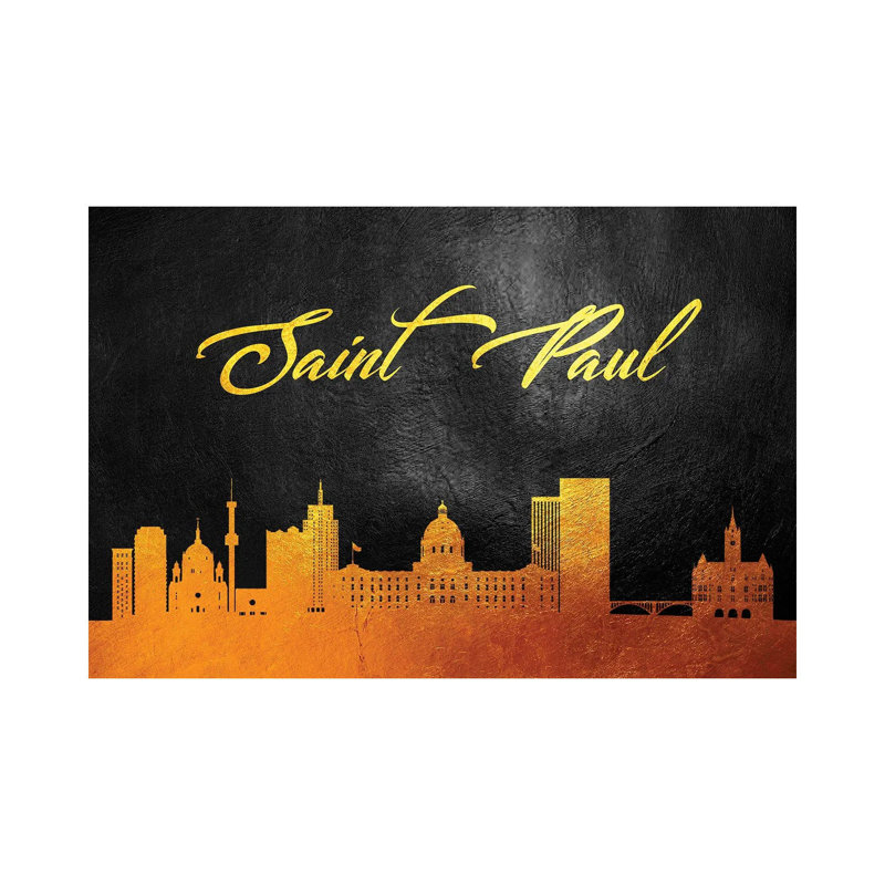 Saint Paul Minnesota Gold Skyline by Adrian Baldovino - Wrapped Canvas Print, 66.04 cm H x 45.72 cm W x 3.175 cm D