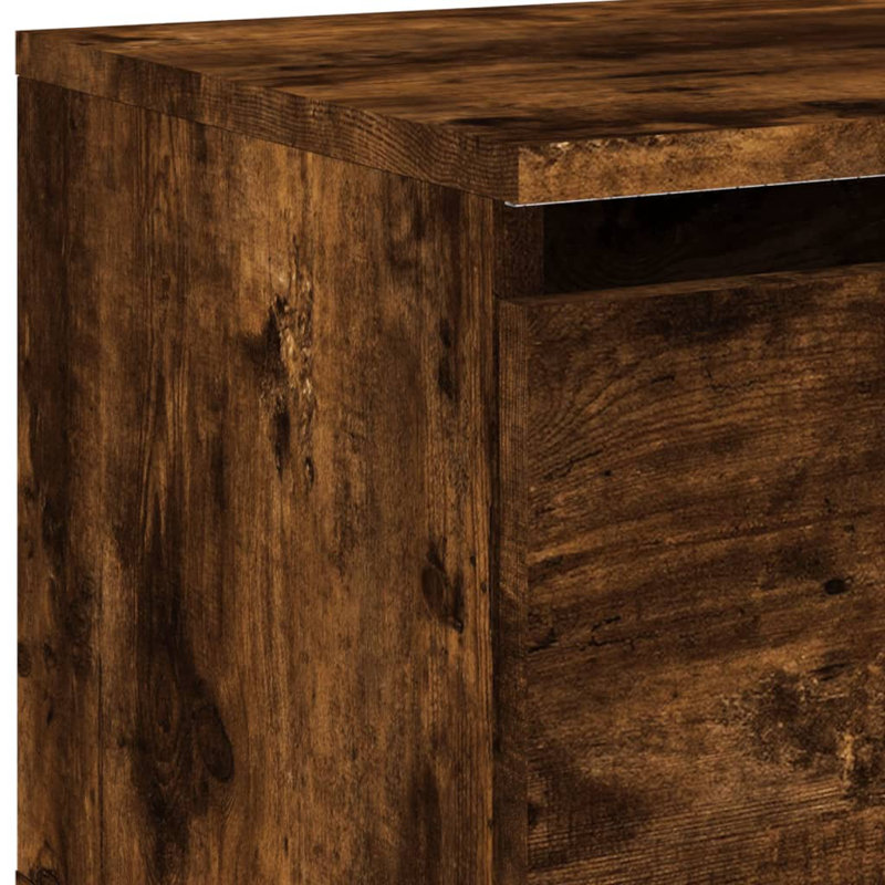 Brayle 50cm W Engineered Wood Bedside Table, Smoked Oak