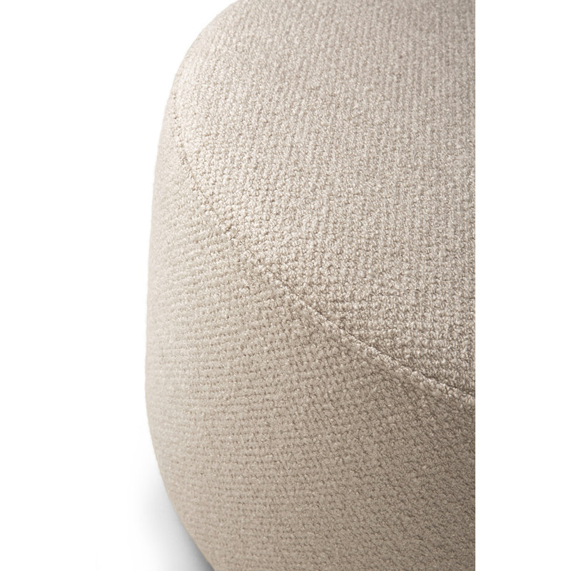 Barrow Round Pouf, Off White Polyester Blend