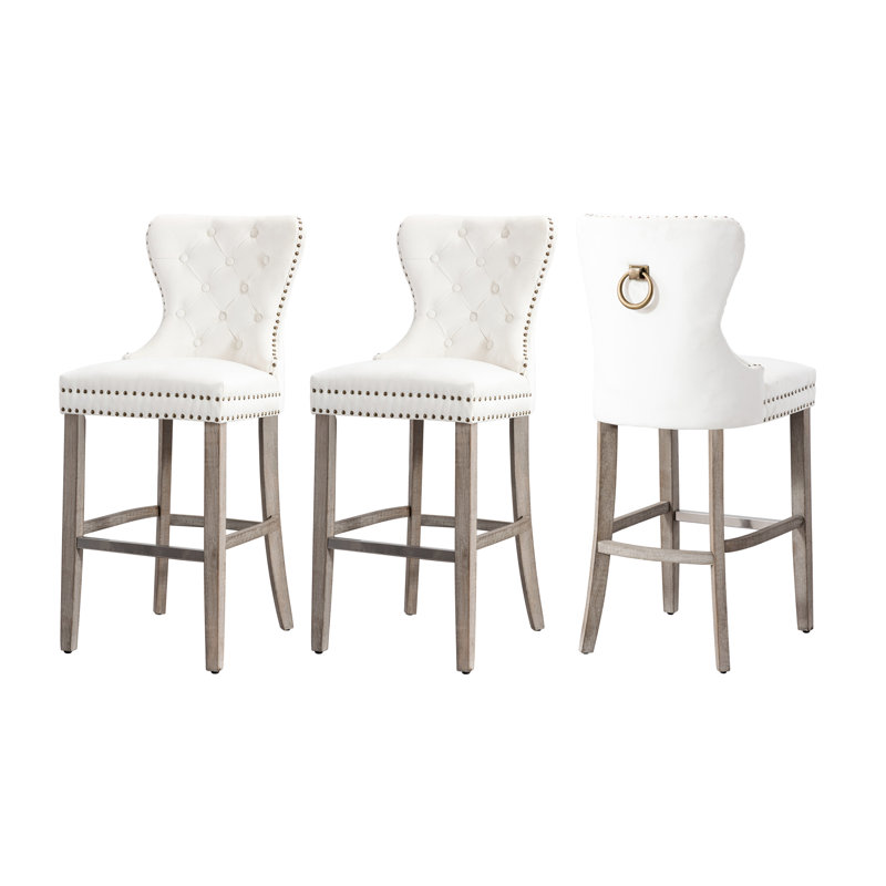 Tabouret de bar et de comptoir Kirsten, Gris, Blanc, Tabouret de bar (siège d'une hauteur de 29 po)