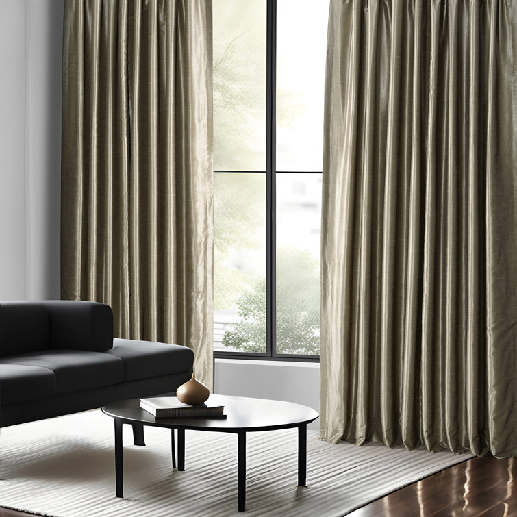 Rayne Vintage Textured Faux Dupioni Silk Room Darkening Curtains Window Single Curtain Panel