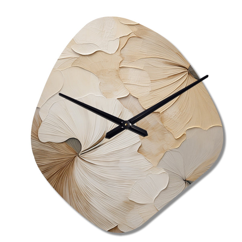 Obermuller beige minimalisme élégance en fleurs - horloge murale asymétrique en métal fleurs, Petit
