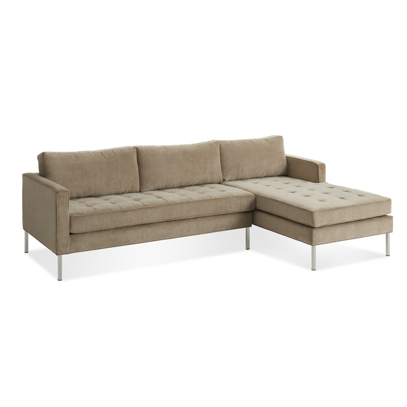 Paramount Chaise Sectional, Stainless Steel, Sanford Ceramic Crossweave, Right Hand Facing