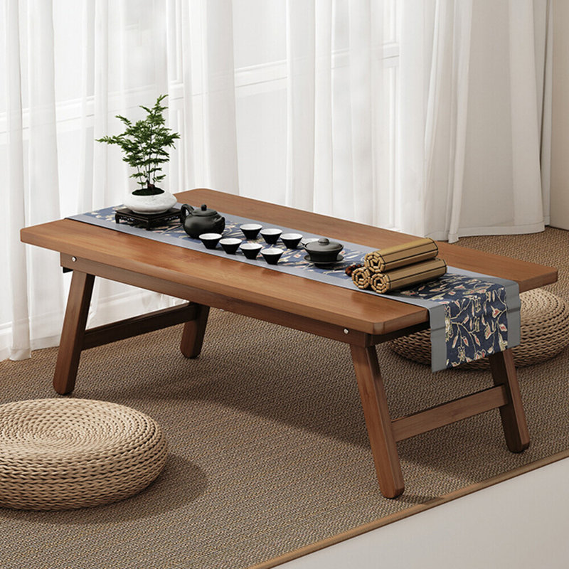 Folding Coffee Tea Table Wooden Foldable Low Table Tatami Floor Table Furniture, 77*34*22