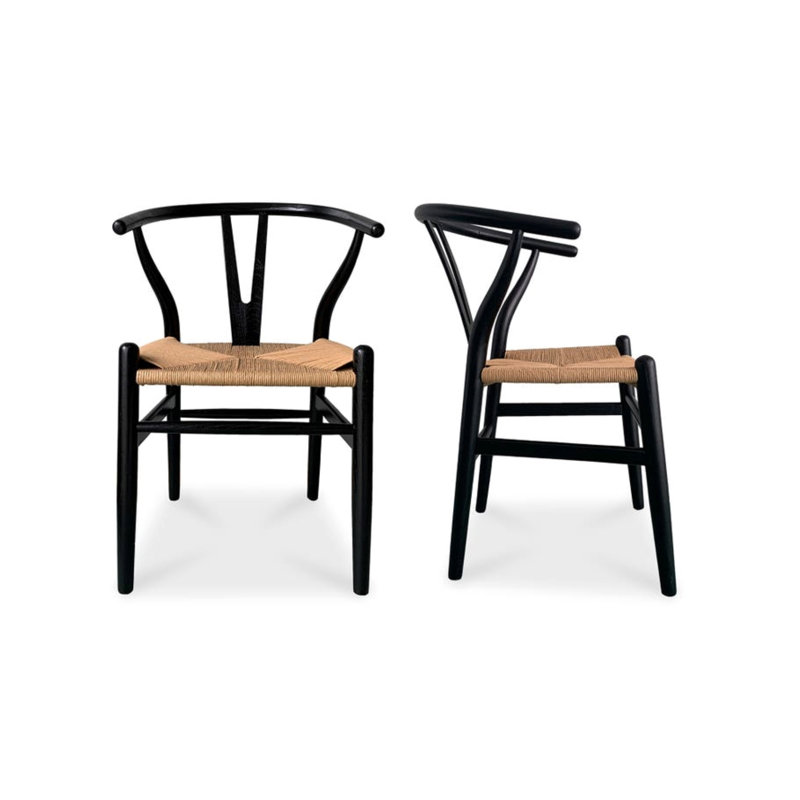 Chaise d'appoint en bois massif Albarado, Noir/naturel
