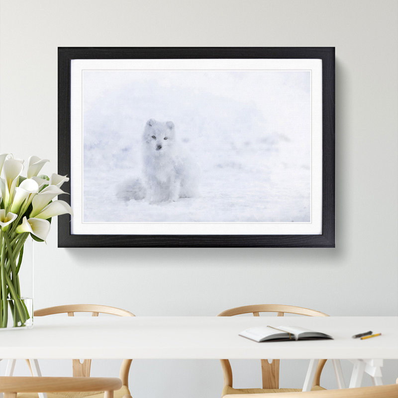 Arctic Snow Fox Vol.1 - Picture Frame Painting, Black Framed, 36cm H x 48cm W x 2cm D