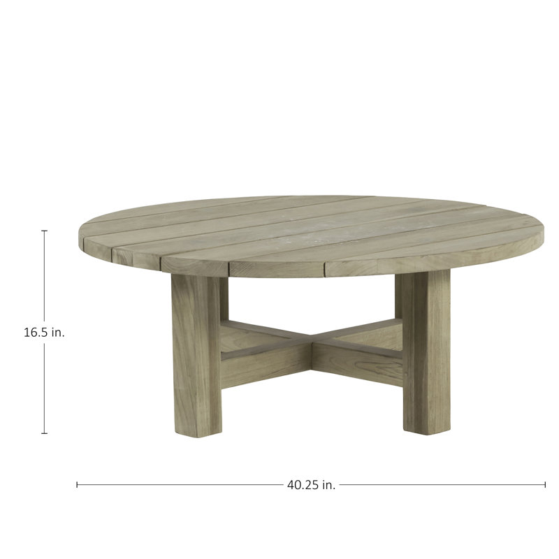 Croquet Solid Wood 4 Legs Coffee Table, Oyster Teak