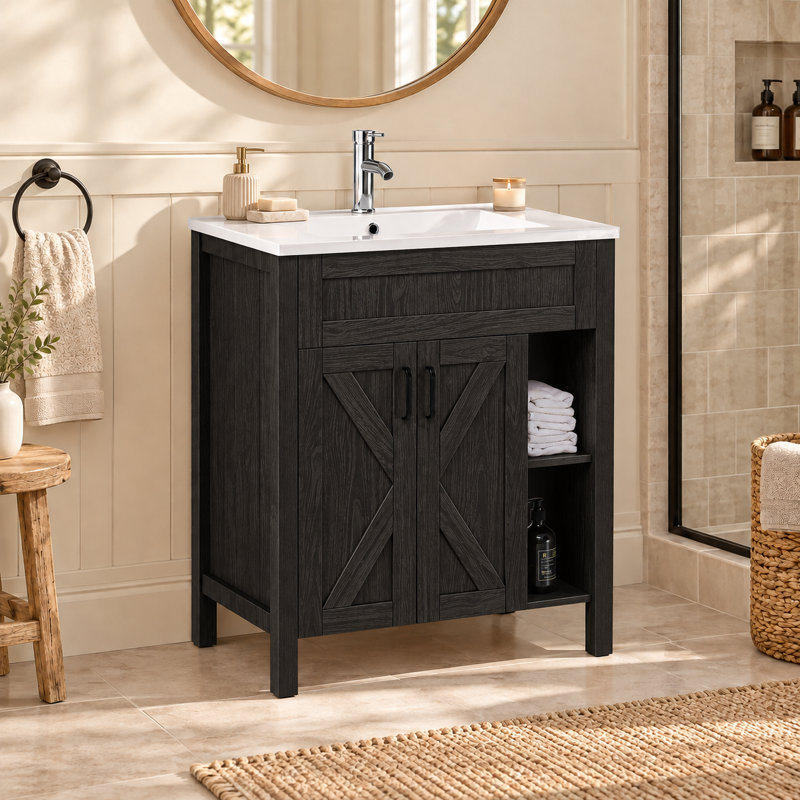 Freestanding Standard With Resin Top, Noir