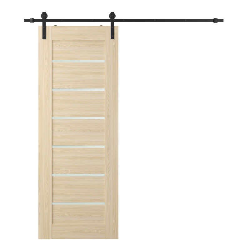 Porte de grange préfinie en bois manufacturé Avon, 27,75 po x 95,24 po, Frêne de la loire