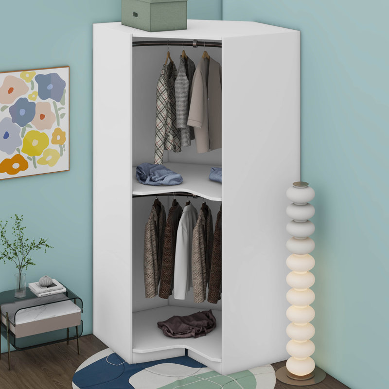 Mohegan Polygon Corner Wardrobe, White