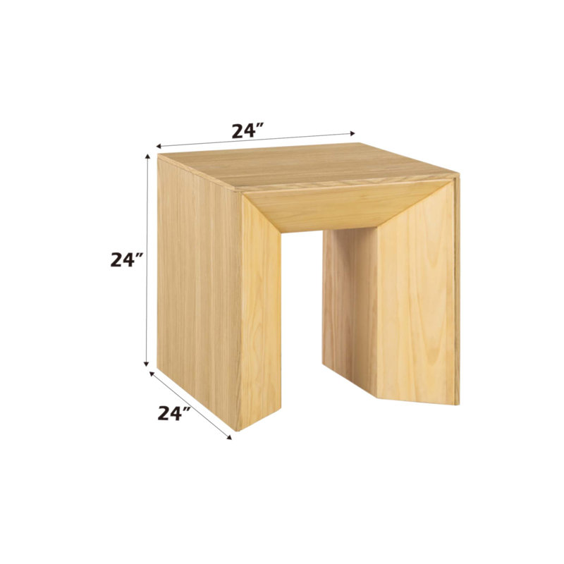 Table de bout en chêne naturel avec design robuste et plateau fixe épaissi pour plus de durabilité et de style
