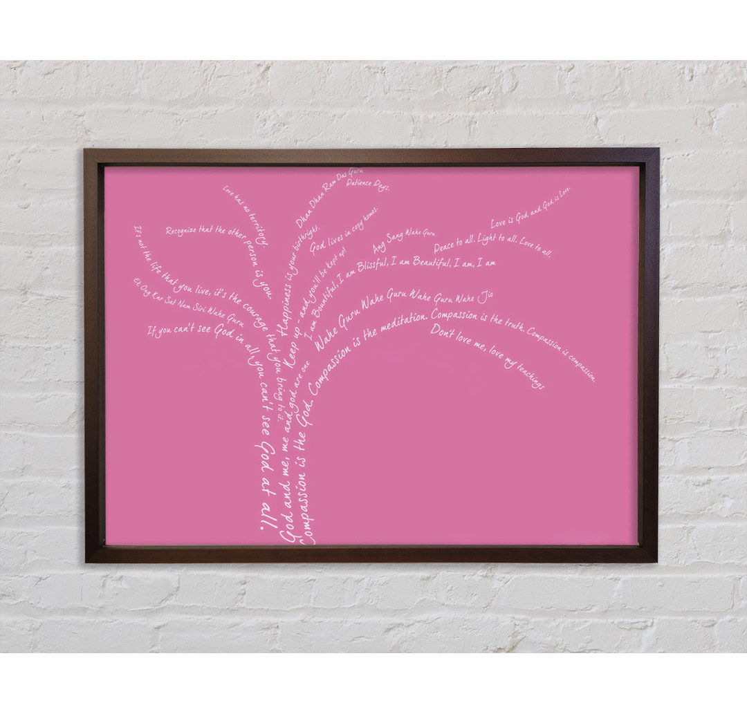 Love Quote The Love Tree Pink - Einzelbildrahmen Kunstdrucke auf Leinwand