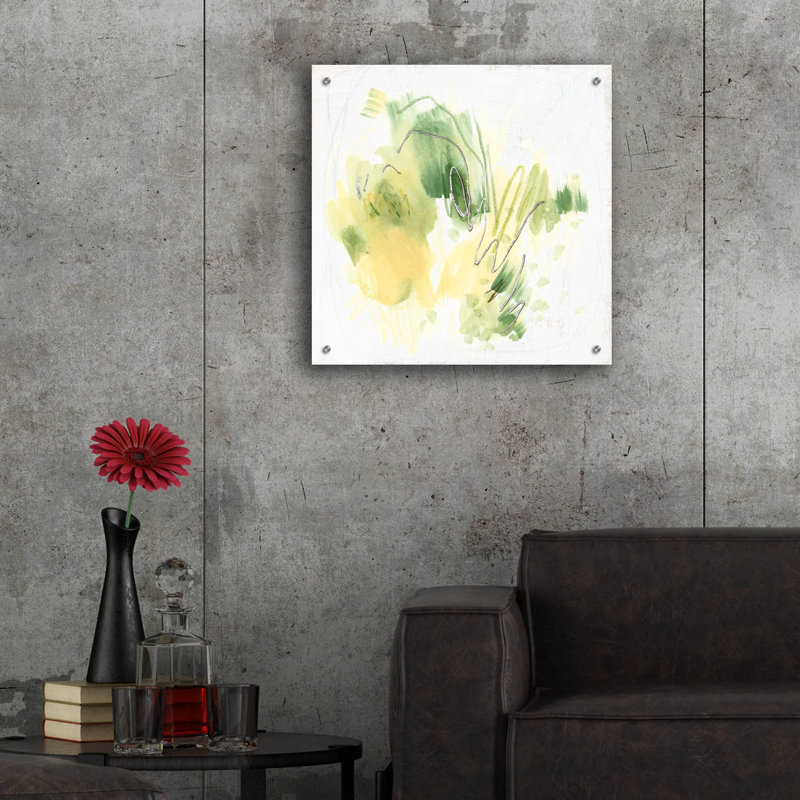 Art mural en verre acrylique épique «Emerald & Olive 1» par June Erica Vess, 24 po x 24 po, H 24 po x l 24 po