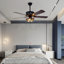 Ventilateur de plafond en verre coloré American Pastoral | Conversion de fréquence à six vitesses avec rotation avant et arrière | Style rétro Tiffany