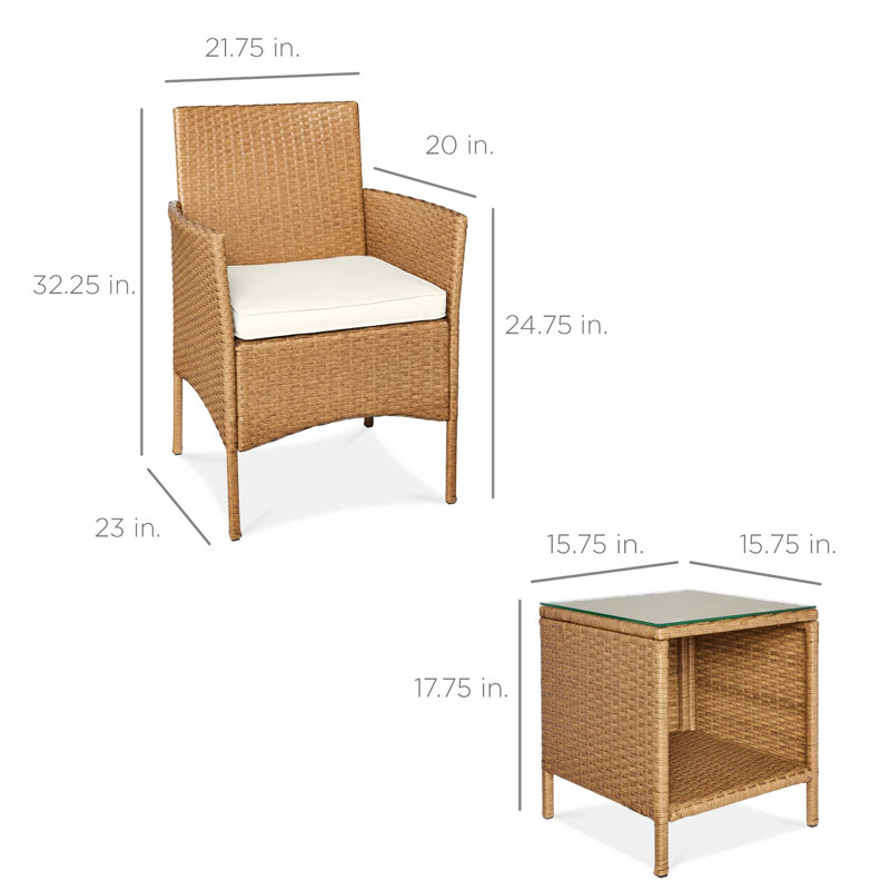 Patio Bistro Set, Beige, Ivory