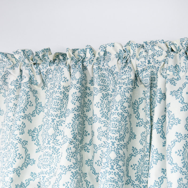 Mystic Teal Floral Print 60'' Window Valance Set