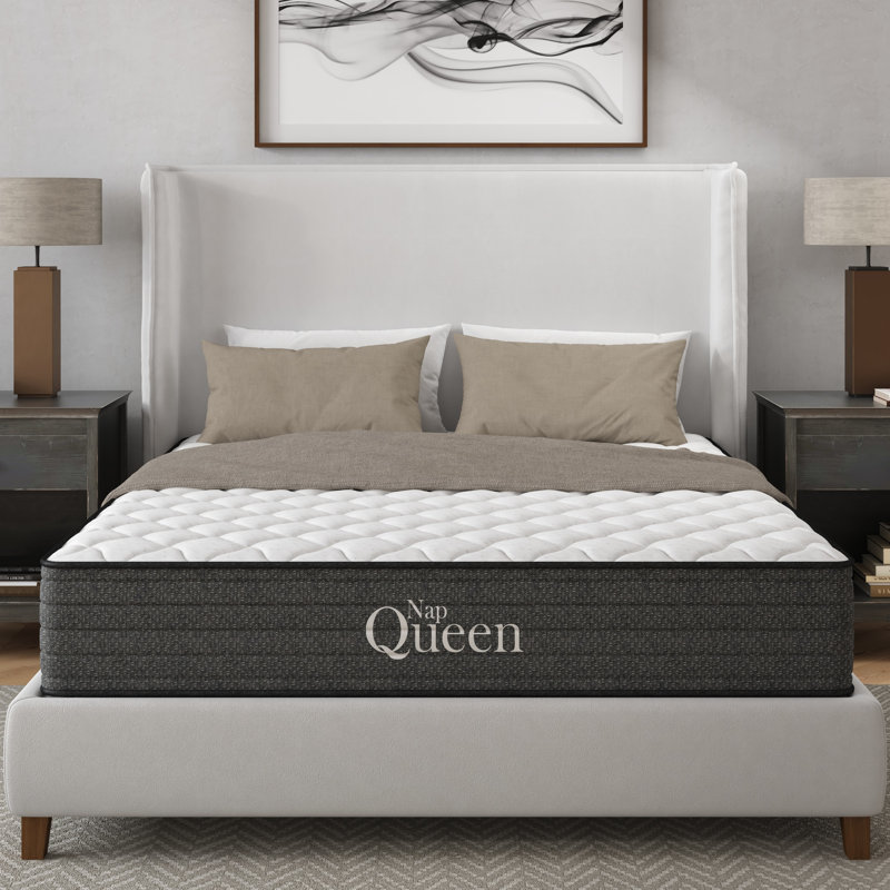 Matelas plein gel rafraîchissant de 12 po, pour soulagement et tranquillité, faible transfert de mouvement, eau, fonctionne avec une base réglable, aspect gris et blanc, mousse à mémoire de forme à l'intérieur, relief en mousse et à ressorts, s'adapte à la base