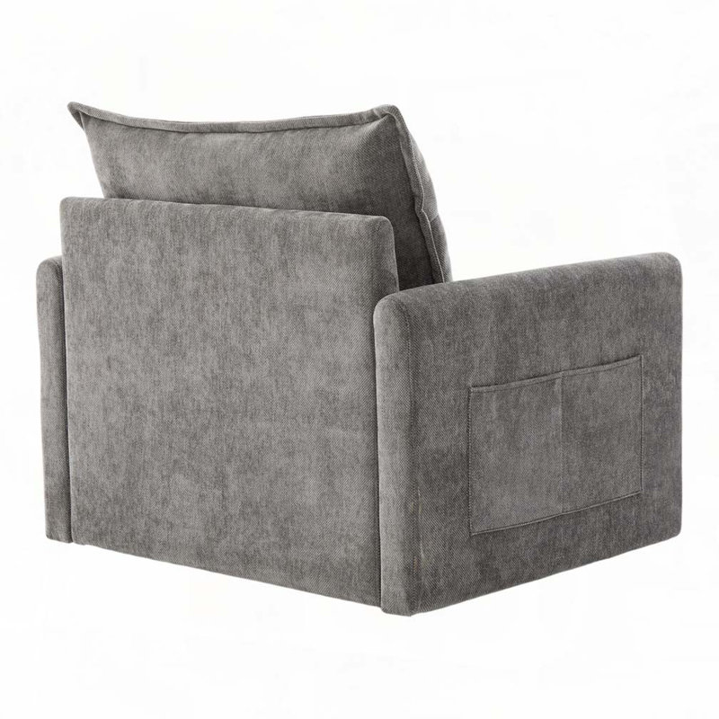 Mid Century Modern Swivel Barrel Chair, Gray
