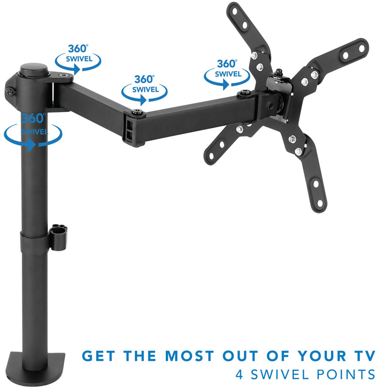 Black Adjustable Single Monitor Desk Mount with Full Motion Arm